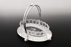 画像1: アンティークシルバー、アンティーク銀器、シルバープレート製 　ヴィクトリア時代後期　美しいカットグラス　ジャムディッシュ (1)