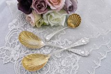 画像3: アンティークシルバー、アンティーク銀器、シルバープレート製 1884年 金鍍金ボウル デザートサービングカトラリーセット (3)