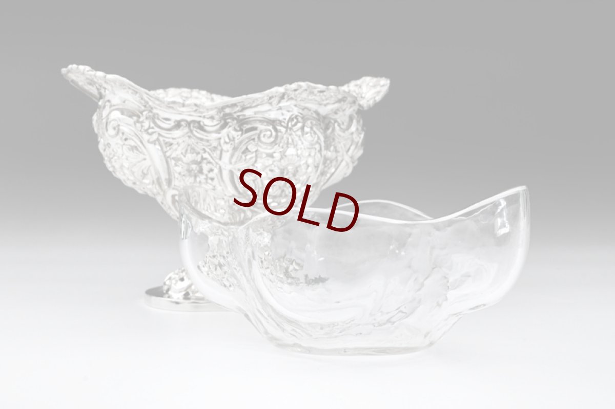 画像7: アンティークシルバー、アンティーク銀器、純銀製（925）1892年 ヴィクトリアンロココ彫刻と透かし細工 グラスとグリル付きローズボウル (7)