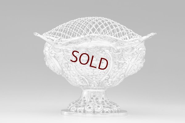 画像1: アンティークシルバー、アンティーク銀器、純銀製（925）1892年 ヴィクトリアンロココ彫刻と透かし細工 グラスとグリル付きローズボウル