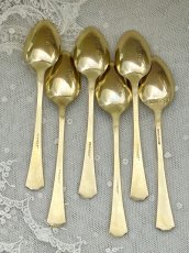 画像6: アンティークシルバー アンティーク銀器 純銀製(925)  1929年  七宝と金鍍金 コーヒースプーン6本セット (6)