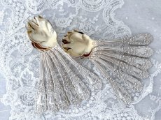 画像4: アンティークシルバー、アンティーク銀器、純銀(925)  アメリカ製 1900年前後 金鍍金ボウル　デザート/オードブルフォークセット (4)