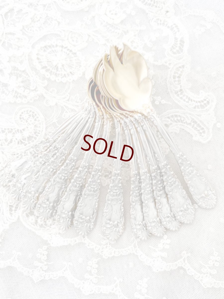 画像5: アンティークシルバー、アンティーク銀器、純銀(925)  アメリカ製 1900年前後 金鍍金ボウル　デザート/オードブルフォークセット (5)