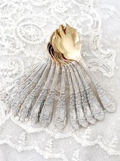 画像5: アンティークシルバー、アンティーク銀器、純銀(925)  アメリカ製 1900年前後 金鍍金ボウル　デザート/オードブルフォークセット (5)