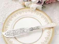 画像4: アンティークシルバー、アンティーク銀器、純銀製（925）1878年　白蝶貝ハンドル　スクロールの透かし細工　フィッシュサーバーセット (4)