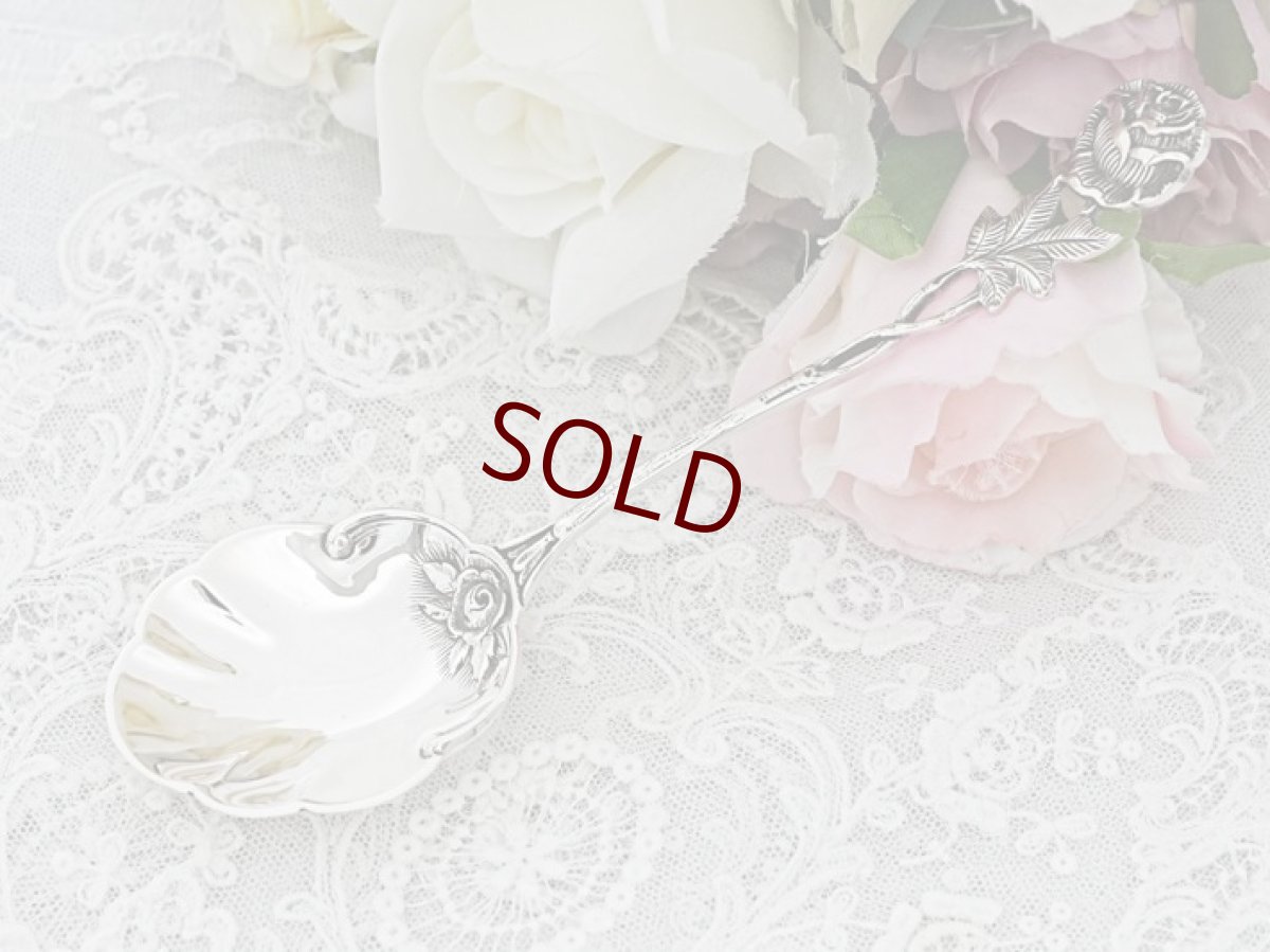 画像2: アンティークシルバー、アンティーク銀器、純銀製(800)  ドイツ製 c.1900 ヒルデスハイムローズ　クリームスプーン (2)