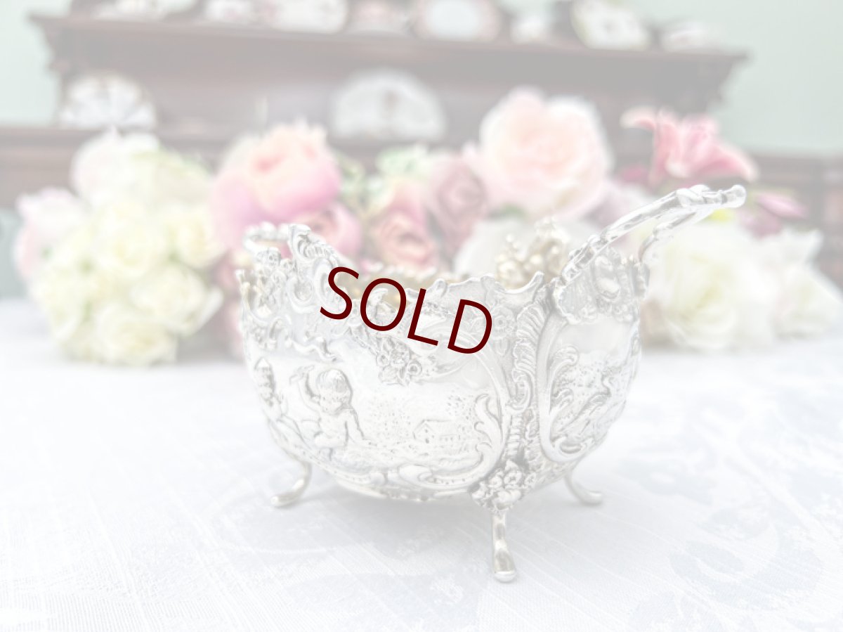 画像4: アンティーク銀器、アンティークシルバー、純銀製(800) ドイツ製　1900年前後 ロココスタイル　エンジェルの彫刻　クリームジャグ＆シュガーポットセット (4)