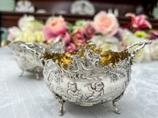 画像11: アンティーク銀器、アンティークシルバー、純銀製(800) ドイツ製　1900年前後 ロココスタイル　エンジェルの彫刻　クリームジャグ＆シュガーポットセット (11)