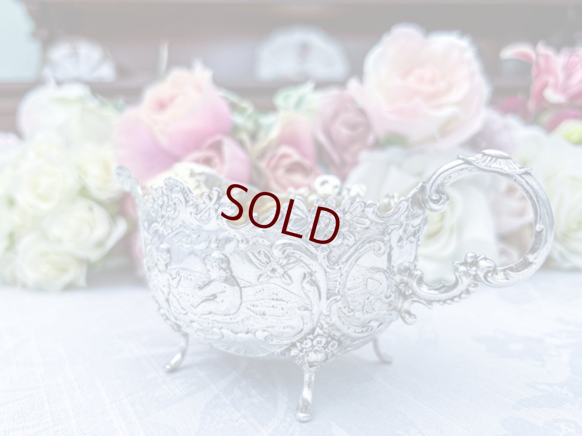 画像6: アンティーク銀器、アンティークシルバー、純銀製(800) ドイツ製　1900年前後 ロココスタイル　エンジェルの彫刻　クリームジャグ＆シュガーポットセット (6)