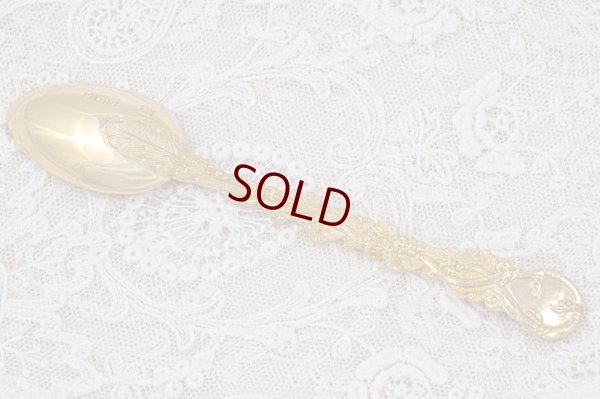 画像7: アンティークシルバー、アンティーク銀器、純銀製(925) 1899年 特級 手造り 総金鍍金 葡萄と葡萄の葉ティースプーン6本 & シュガートングセット