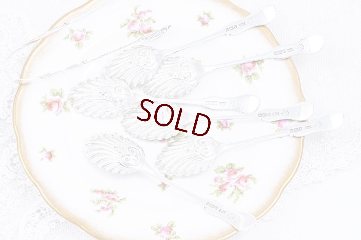 画像6: アンティークシルバー、アンティーク銀器、純銀製（925）1906年　超美品 マッピン＆ウェッブ シェル型　ティースプーン6本＆シュガートング セット (6)