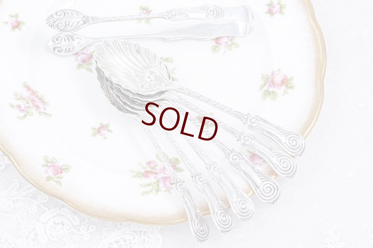 画像7: アンティークシルバー、アンティーク銀器、純銀製（925）1906年　超美品 マッピン＆ウェッブ シェル型　ティースプーン6本＆シュガートング セット (7)