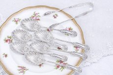 画像4: アンティークシルバー、アンティーク銀器、純銀製（925）1906年　超美品 マッピン＆ウェッブ シェル型　ティースプーン6本＆シュガートング セット (4)