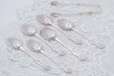 画像10: アンティークシルバー、アンティーク銀器、純銀製（925）1906年　超美品 マッピン＆ウェッブ シェル型　ティースプーン6本＆シュガートング セット (10)