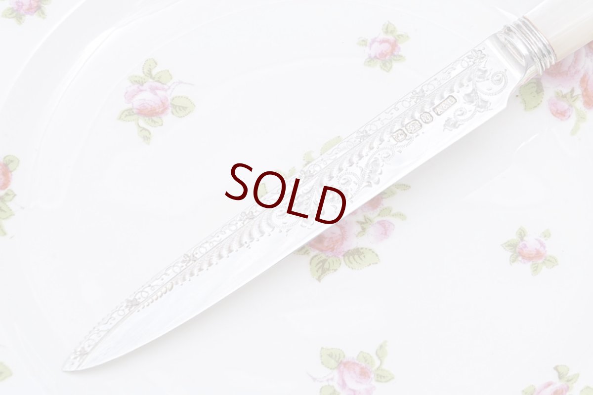 画像17: アンティークシルバー、アンティーク銀器、希少 純銀製(925) 白蝶貝ハンドル  フィッシュカトラリー6組&デザートカトラリー6組 24本セット (17)