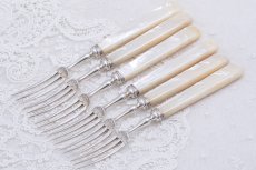 画像13: アンティークシルバー、アンティーク銀器、希少 純銀製(925) 白蝶貝ハンドル  フィッシュカトラリー6組&デザートカトラリー6組 24本セット (13)