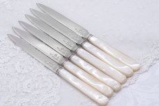 画像12: アンティークシルバー、アンティーク銀器、希少 純銀製(925) 白蝶貝ハンドル  フィッシュカトラリー6組&デザートカトラリー6組 24本セット (12)
