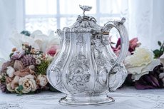 画像11: アンティークシルバー、アンティーク銀器、シルバープレート 特級 1859年 エルキントン 可憐なお花の摘み お花の彫刻ティー＆コーヒー4点セット (11)