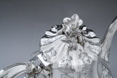 画像14: アンティークシルバー、アンティーク銀器、シルバープレート 特級 1859年 エルキントン 可憐なお花の摘み お花の彫刻ティー＆コーヒー4点セット (14)