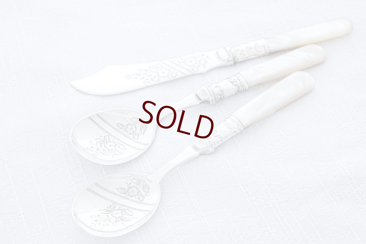 画像7: アンティークシルバー、アンティーク銀器、シルバープレート製　 レア　アフタヌーンティーカトラリーセット (7)