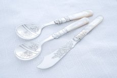 画像8: アンティークシルバー、アンティーク銀器、シルバープレート製　 レア　アフタヌーンティーカトラリーセット (8)