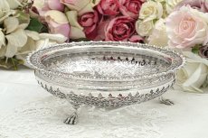 画像10: アンティークシルバー、アンティーク銀器　純銀製（925）1908年　特級　繊細なスクロール透かし細工が見事なフルーツ/ブレッドバスケット (10)