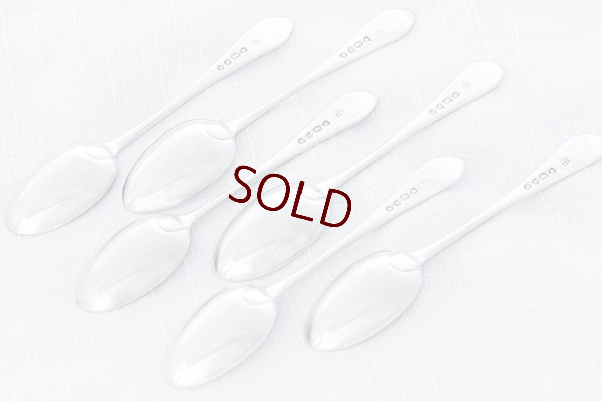 画像4: アンティークシルバー、アンティーク銀器  純銀製（925）1887年  ブライトカット 可愛らしい花の彫刻 ティースプーン6本セット  (4)