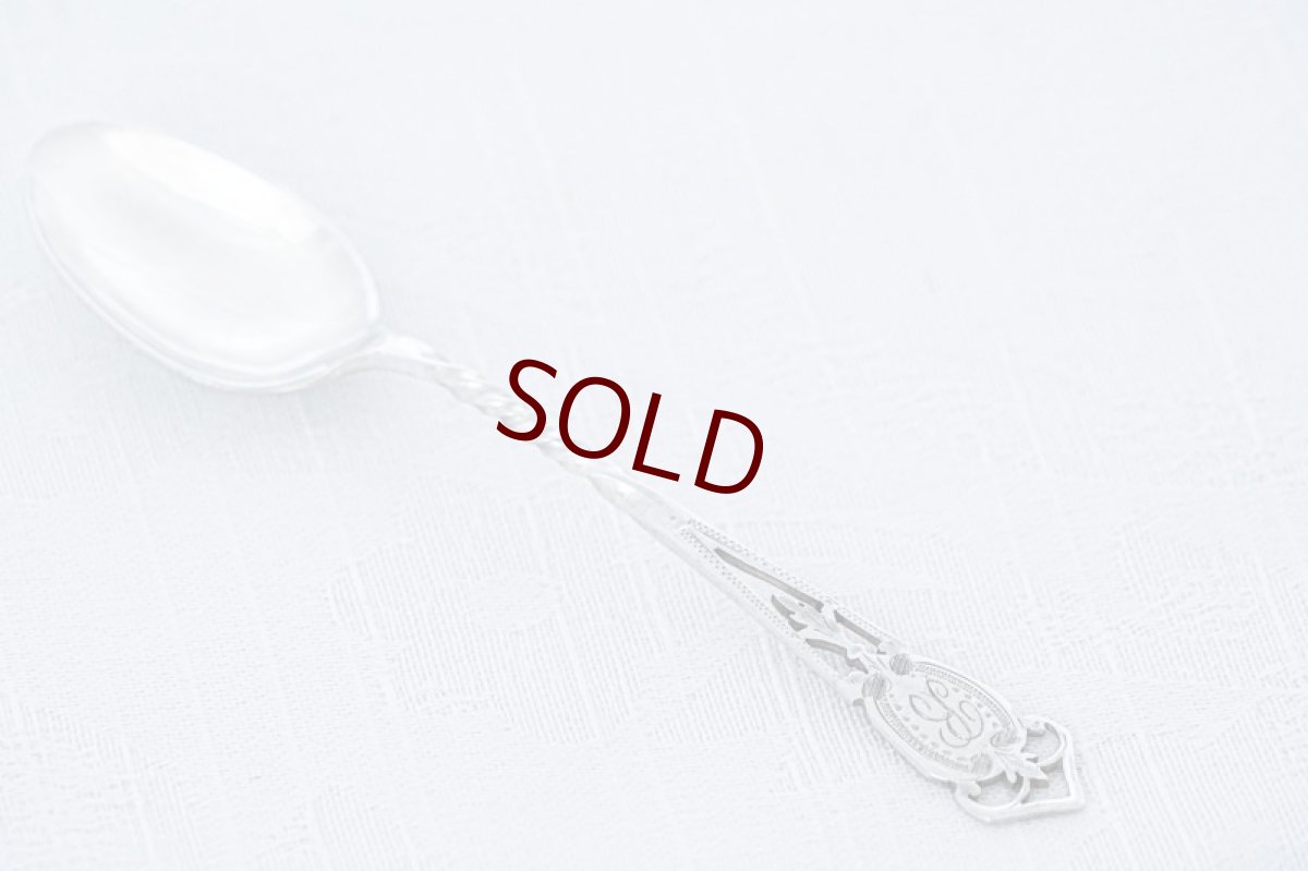 画像3: アンティークシルバー 純銀製（925）1912年 透かしとねじりハンドル ティースプーン 6本 セット  (3)