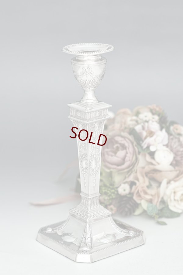 画像3: アンティークシルバー、アンティーク銀器、純銀製(925) 1898年 ネオクラシカル リボンガーランドが素敵なキャンドルスタンド 銀燭台 ペアセット