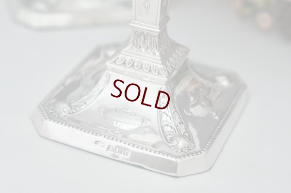 画像6: アンティークシルバー、アンティーク銀器、純銀製(925) 1898年 ネオクラシカル リボンガーランドが素敵なキャンドルスタンド 銀燭台 ペアセット