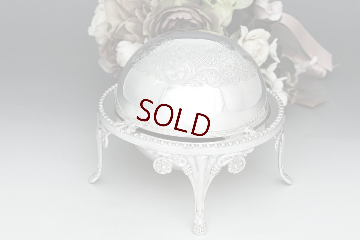 画像4: アンティークシルバー、アンティーク銀器、シルバープレート製　ヴィンテージ　ドーム型　バターディッシュ (4)