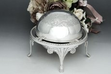 画像4: アンティークシルバー、アンティーク銀器、シルバープレート製　ヴィンテージ　ドーム型　バターディッシュ (4)
