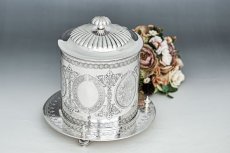 画像3: アンティークシルバー、アンティーク銀器、シルバープレート製　ヴィクトリア時代後期　ゴシック調　ビスケットボックス (3)