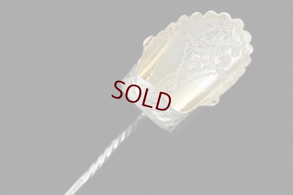 画像8: アンティークシルバー、アンティーク銀器、純銀製(925) パーシャルギルト シェル型ボウル スプーン、シュガートング、シフター、ティーキャディースプーンセット