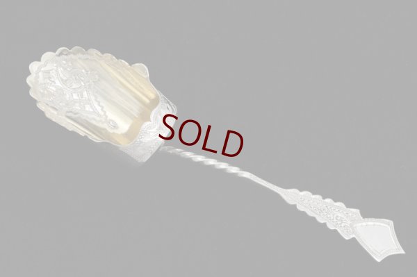 画像7: アンティークシルバー、アンティーク銀器、純銀製(925) パーシャルギルト シェル型ボウル スプーン、シュガートング、シフター、ティーキャディースプーンセット