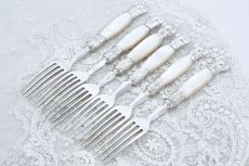 画像6: アンティークシルバー、アンティーク銀器、シルバープレート製 1897年ごろ マッピン＆ウェッブ　美装飾白蝶貝 デザートカトラリー6組セット (6)