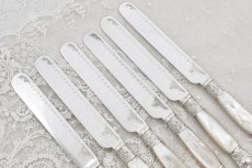 画像3: アンティークシルバー、アンティーク銀器、シルバープレート製 1897年ごろ マッピン＆ウェッブ　美装飾白蝶貝 デザートカトラリー6組セット (3)