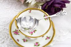 画像1: ヴィンテージシルバー、純銀製(925) 1933年 透かし細工のハンドル　ティーストレイナー (1)