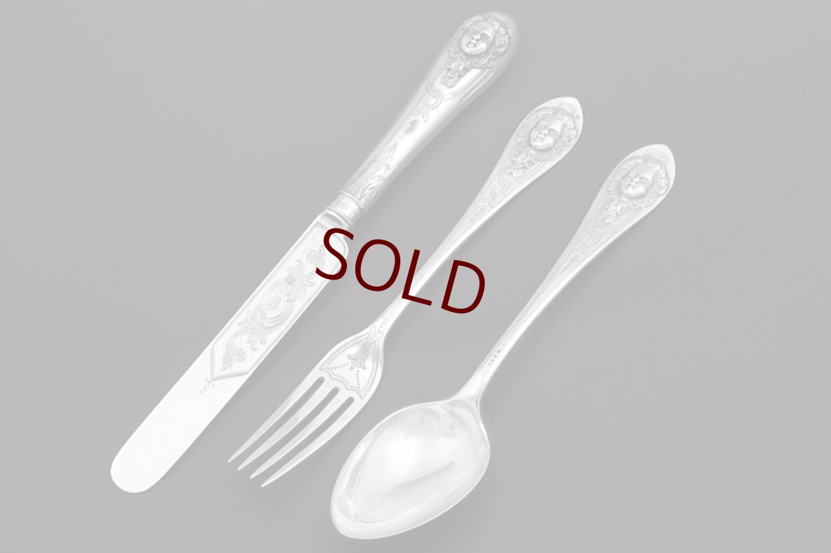 画像6: アンティークシルバー、アンティーク銀器、純銀製（925）1865年  Martin, Hall  ネオクラシカル クリスニング カップ＆カトラリー4点セット (6)