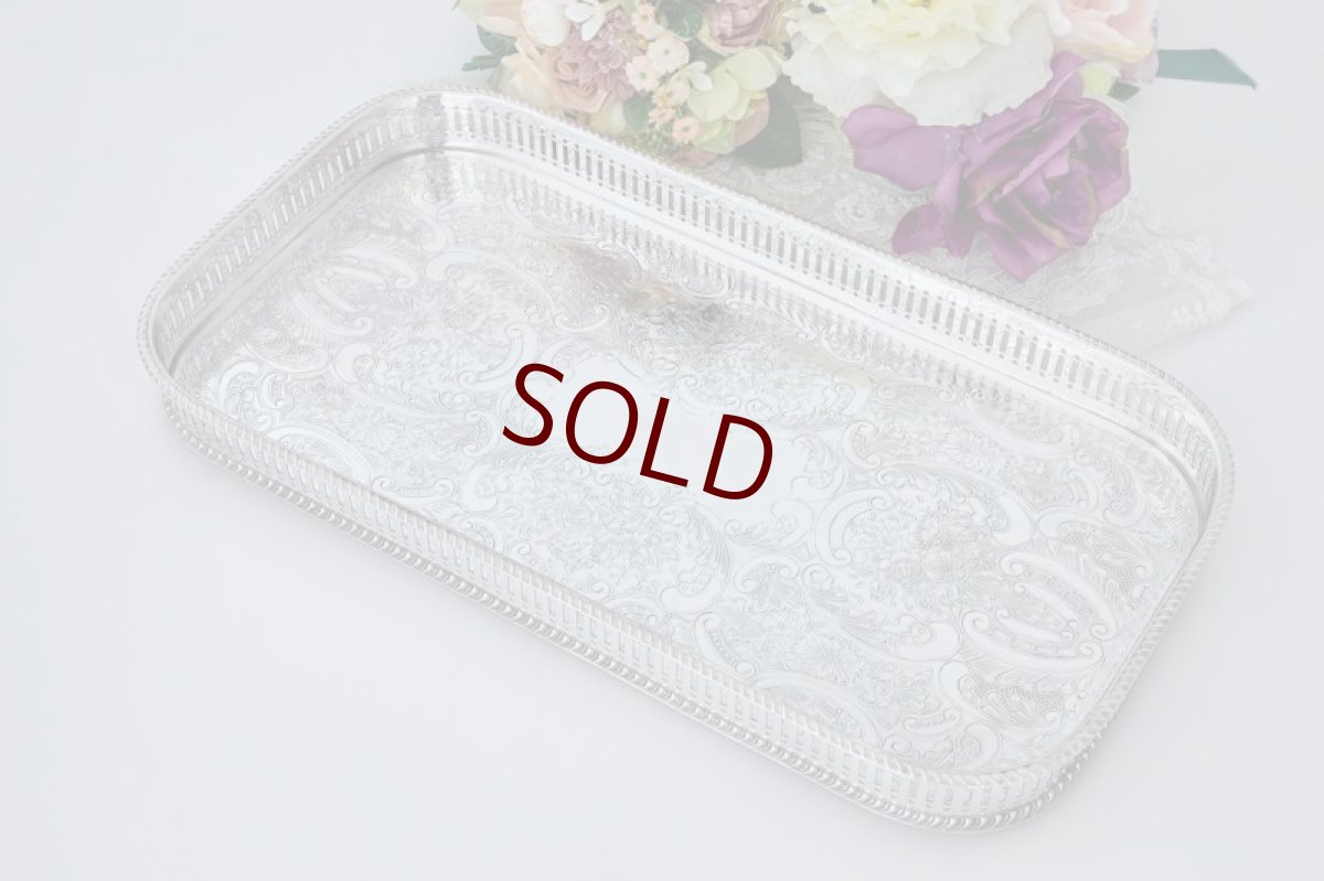 画像1: ヴィンテージシルバー　シルバープレート製　マッピン＆ウェッブ　ギャラリートレイ (1)