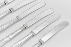 画像4: アンティークシルバー、アンティーク銀器、1930年 純銀製(925) キングスパターンハンドル、シルバープレートブレード ティーナイフ　6本セット (4)