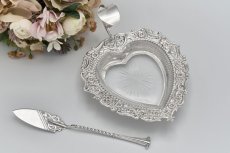 画像2: アンティークシルバー、アンティーク銀器 純銀製（925）1901年　ハートのつまみ　ハート形バターディッシュ ＆ バターナイフ (2)