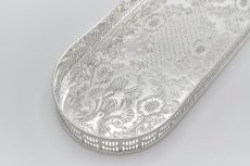 画像4: ヴィンテージシルバー シルバープレート製　オーバル　バー　ギャラリートレイ (4)