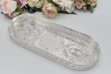 画像2: ヴィンテージシルバー シルバープレート製　オーバル　バー　ギャラリートレイ (2)