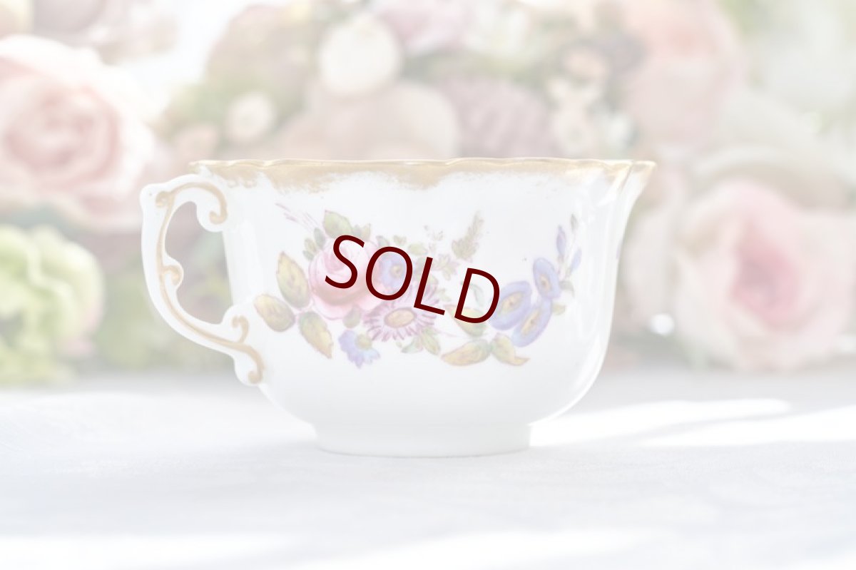 画像11: アンティーク陶磁器 ハマースレイ　ドレスデンスプレイズ　トリオセット　美しいハンドペイント　金彩とフローラルブーケ (11)