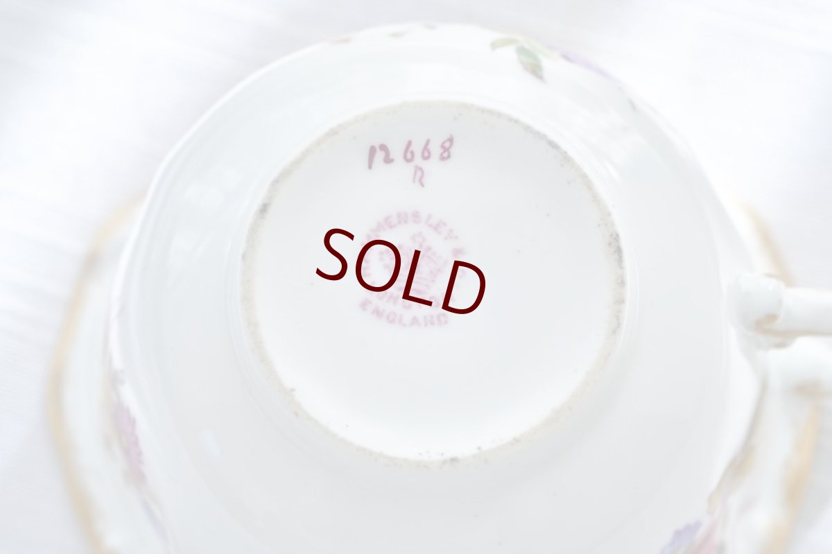 画像14: アンティーク陶磁器 ハマースレイ　ドレスデンスプレイズ　トリオセット　美しいハンドペイント　金彩とフローラルブーケ (14)