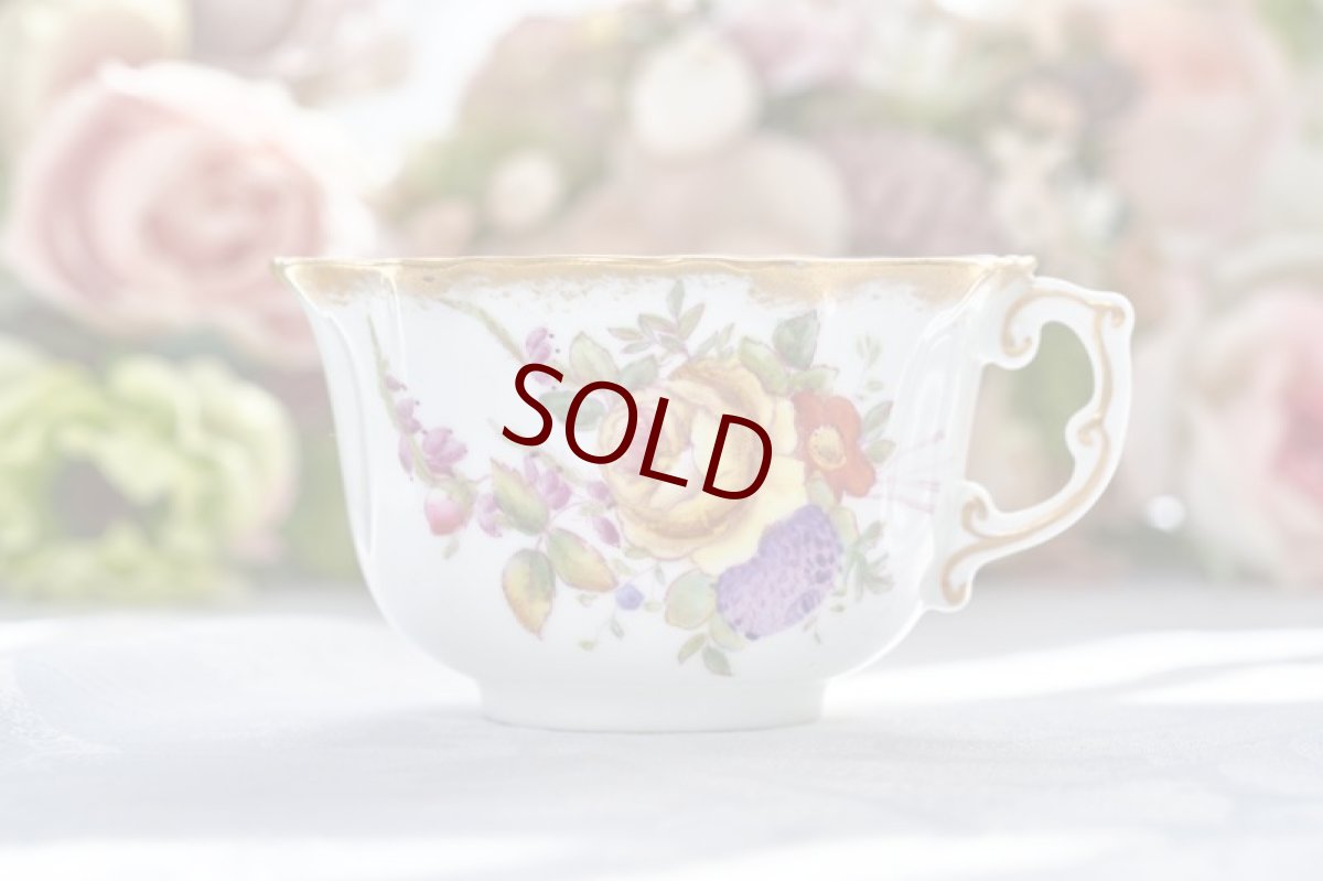 画像10: アンティーク陶磁器 ハマースレイ　ドレスデンスプレイズ　トリオセット　美しいハンドペイント　金彩とフローラルブーケ (10)