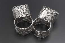 画像4: アンティークシルバー 、アンティーク銀器、純銀製(925) 1926年　流れるような透かし細工が美しい ナプキンリング4組セット (4)