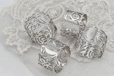 画像5: アンティークシルバー 、アンティーク銀器、純銀製(925) 1926年　流れるような透かし細工が美しい ナプキンリング4組セット (5)
