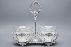 画像10: アンティークシルバー、アンティーク銀器、シルバープレート 1863年　スクロールとロープ装飾　ダブルジャムディッシュ (10)
